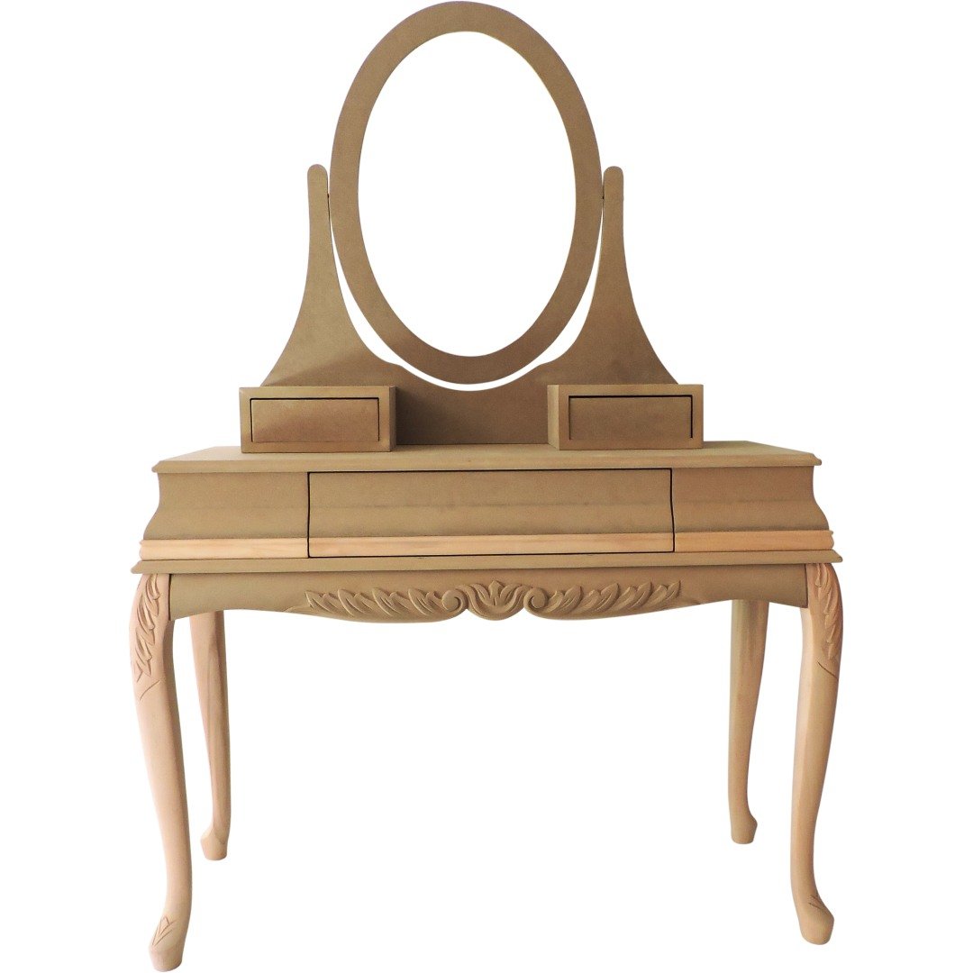 3 Çekmeceli oymalı bombe dresuar makyaj masası