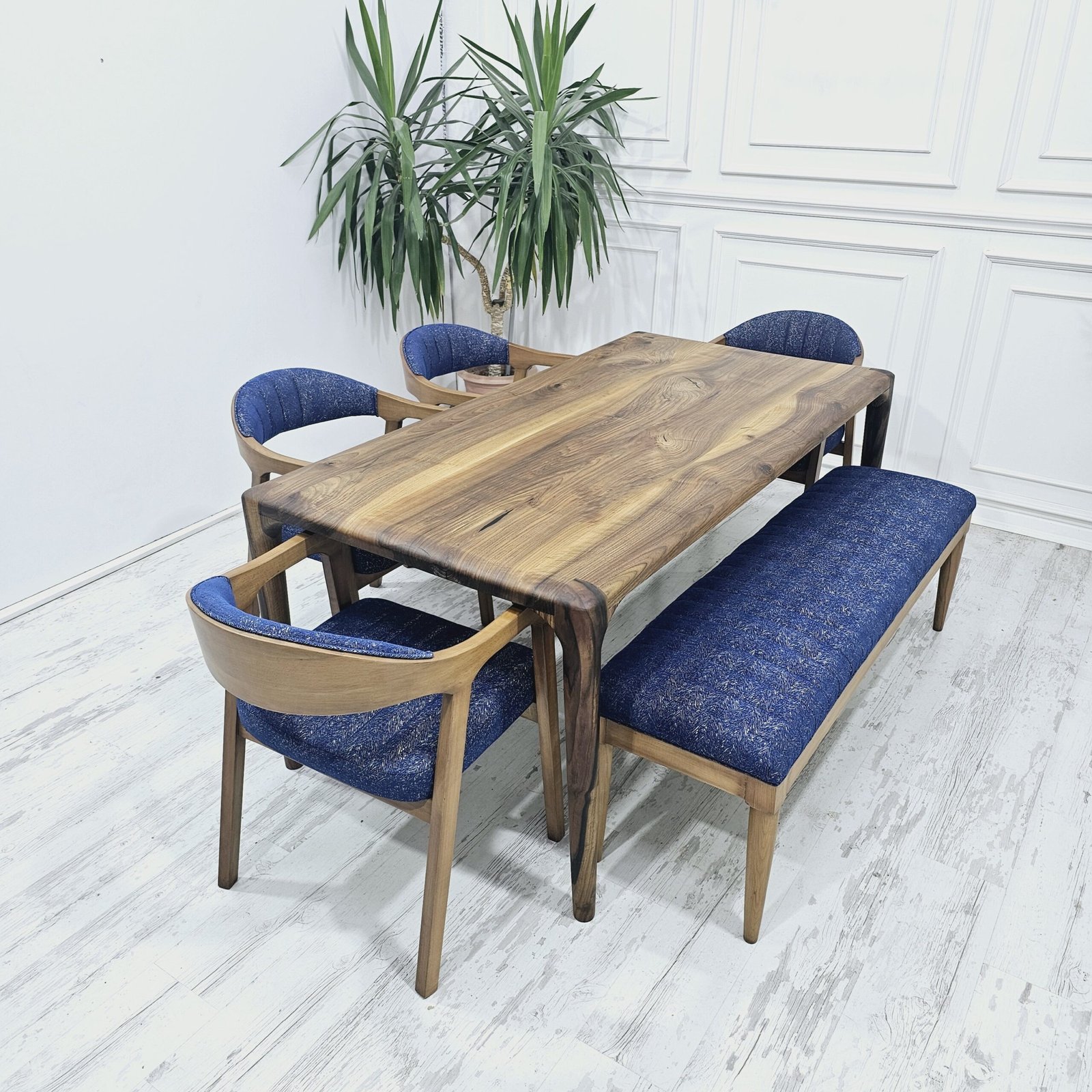 acero masif ceviz yemek masası takımı