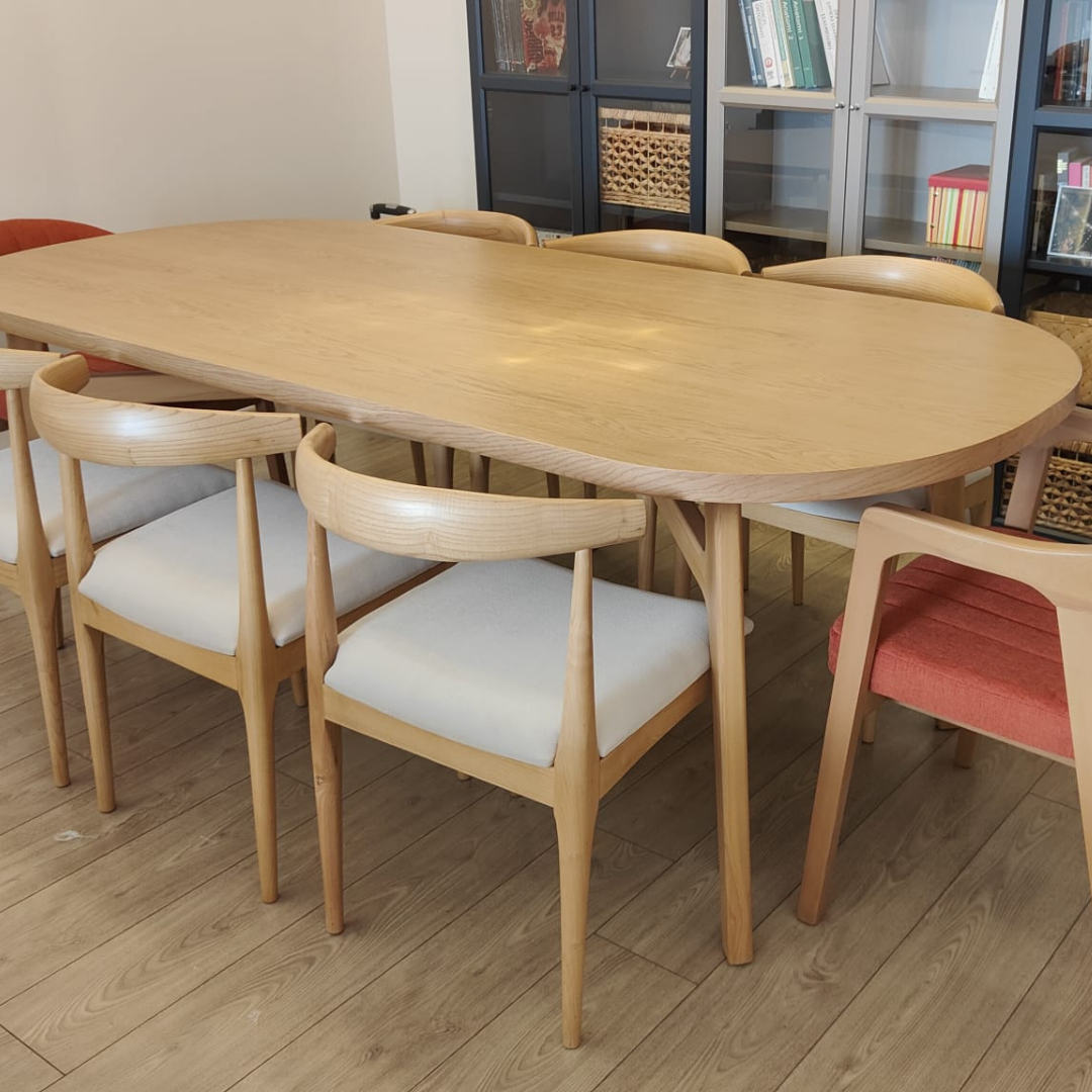 masif meşe kaplama oval yemek masası takımı masif meşe kaplama oval yemek masası takımı