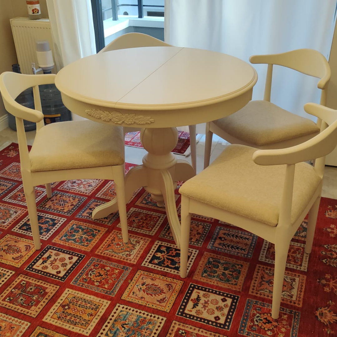 yuvarlak yemek masası takımı