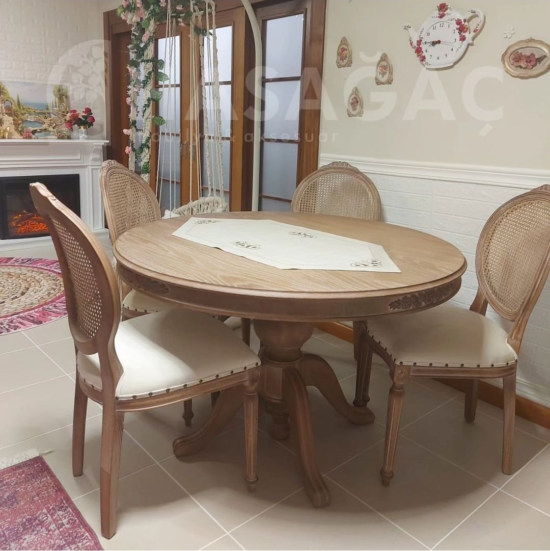 yuvarlak yemek masası takımı