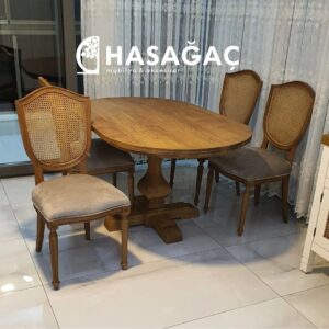 yuvarlak yemek masası takımı